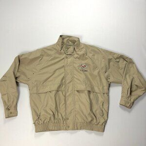 Vintage Cadillac Tri-Mountain Mens Lined Windbreaker Jacket Tan Sz L Coat